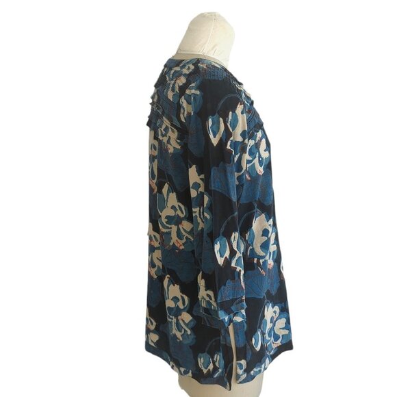 Anokhi Floral Print Bias Tunic Top - Picture 2 of 4